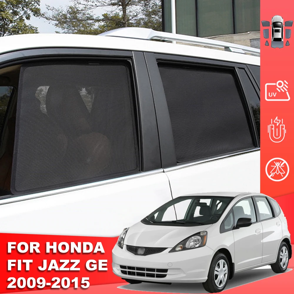 For Honda Jazz GE Fit Mk2 2007-2014 Magnetic Car Sunshade Shield Front Windshield Curtain Rear Side Baby Window Sun Shade Visor