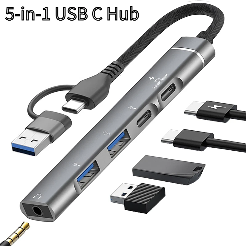 Type-C To 3.5mm Audio Adapter OTG USB Hub to Laptop Universal Computer Docking Station Splitter for PC Cmultiport Adapter