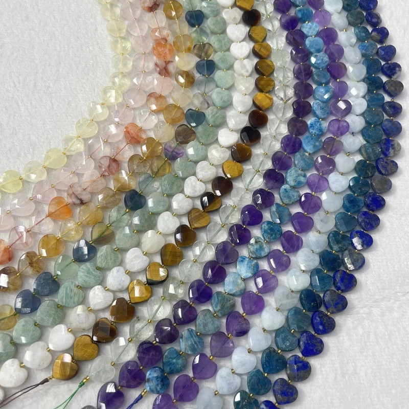 Natural Amethyst Labradorite 11-12mm Faceted Heart Shape Loose Beads DIY Necklace Pendants For Jewelry Making Accessories