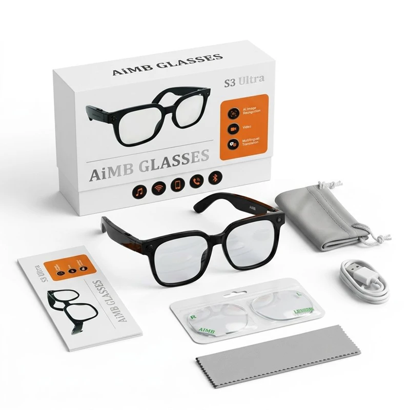 AI Smart Audio-Brille mit 4K HD-Kamera, WLAN-Videoaufzeichnung, Bluetooth-Anruffunktion, mehrsprachiger Übersetzung und tragbarem Smart-Eyewear – Detail 18