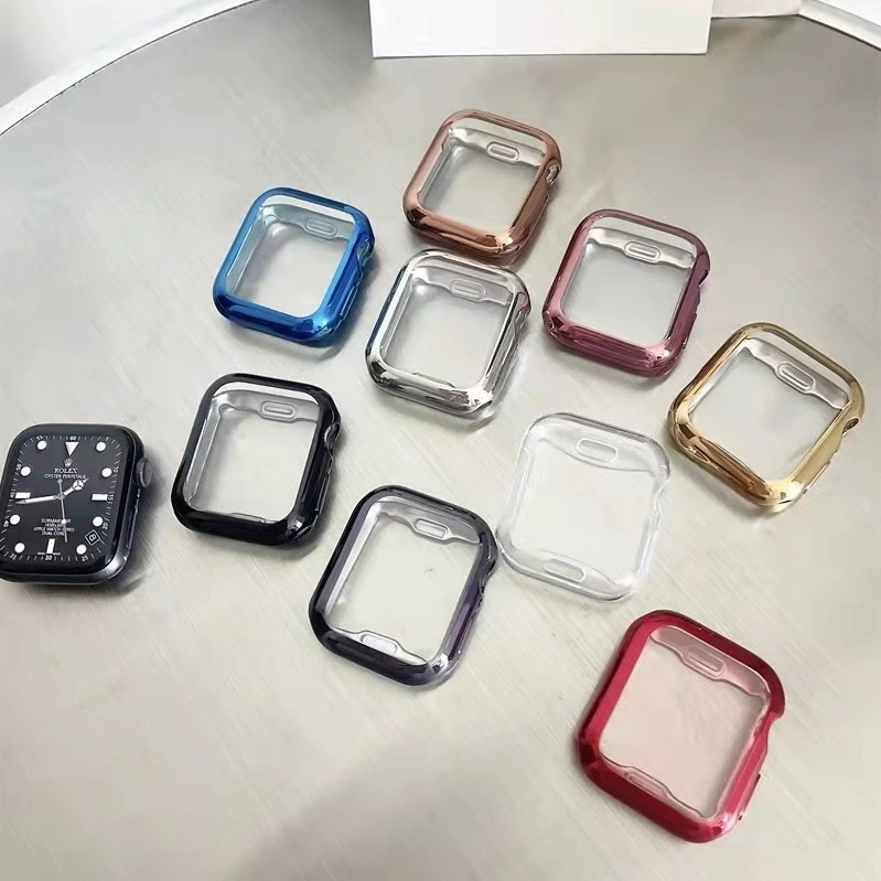 Soft Silicone Strap for Apple watch 9 8 7 45mm 41mm 6 5 4 SE 44mm 40mm scratch resistant case for iwatch ultra 49mm shell