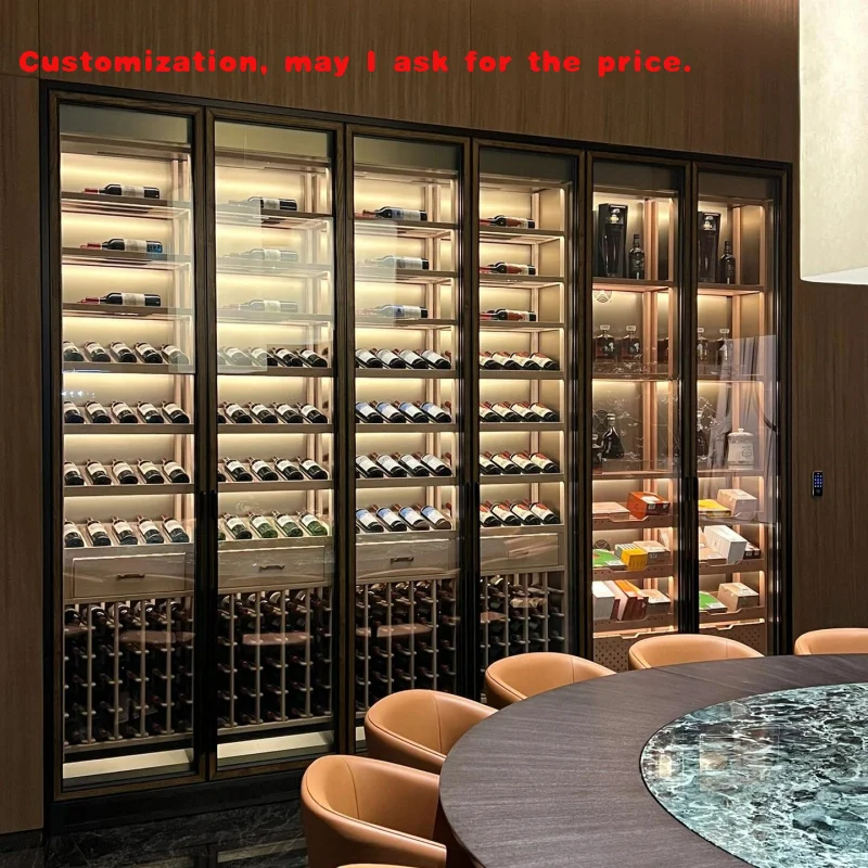 

custom.Home Furniture Dining Room Wine Storage Display Cabinet with Drawer Glass Showcase Refrigerators Modern Wine Ra