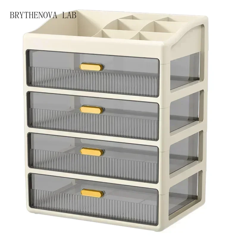 1pcs Cosmetic Jewelry Storage Box Desktop Drawer Style Capacity Large Storage Rack Transparent Plastic Multi-layer Box