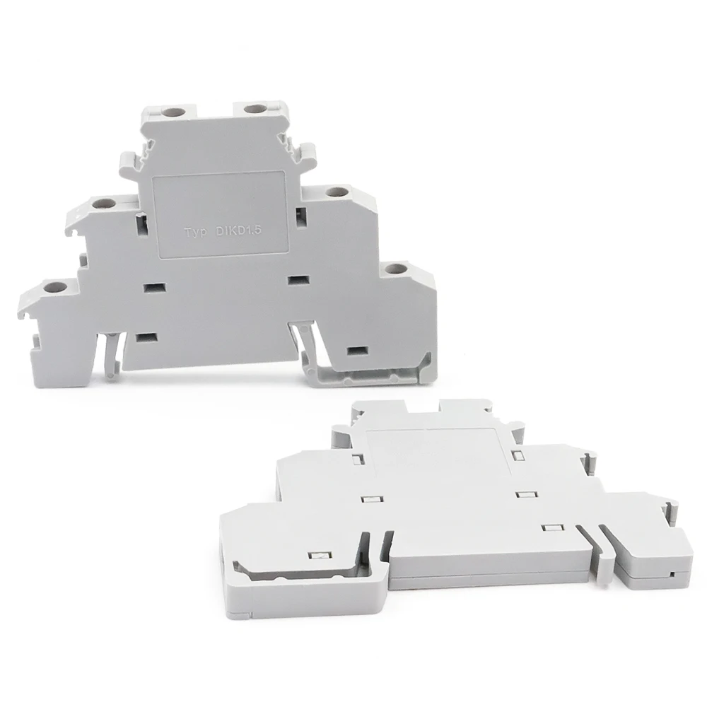 10Pcs DIN Rail Terminal Block DIKD 1.5 Triple Level Screw 24A 250V, Industrial Sensor Actuator Connector for Electrical Control