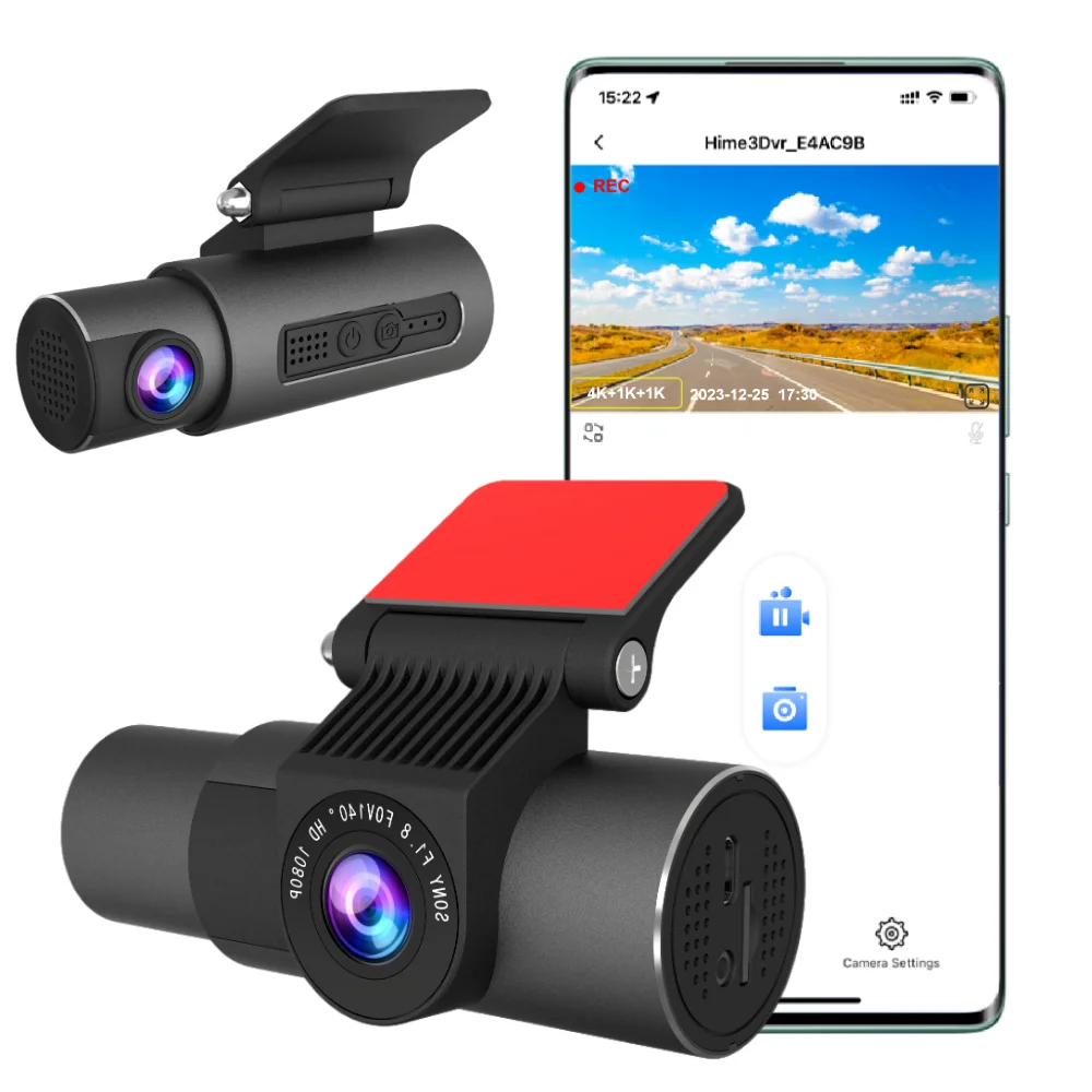 2K Dashcam High Quality G-Sensor Dashboard 3 Channels App Control WiFi 1080P Car Vehicle Security Dash