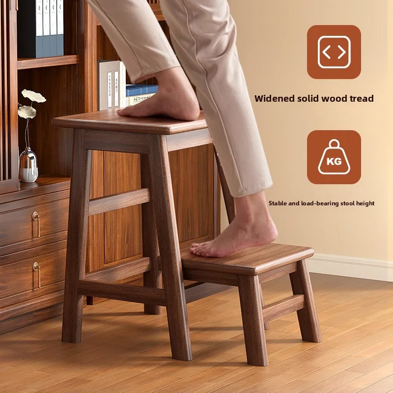 Solid wood ladder stool, kitchen ladder, folding ladder stool, solid wood bar stool, flower rack, solid wood storage rack