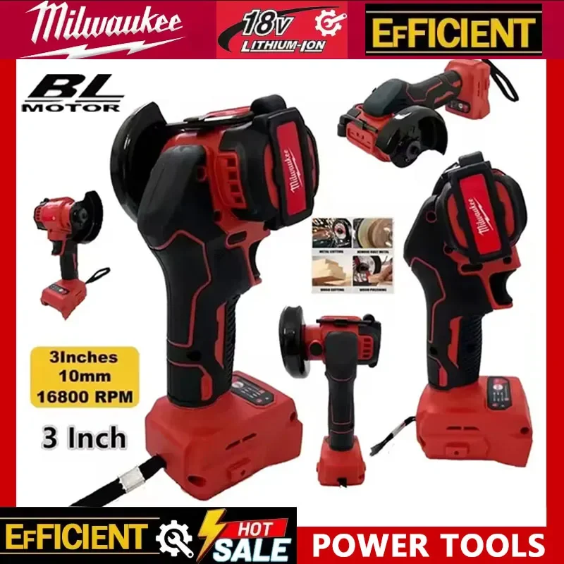 

Аккумуляторная угловая шлифмашина Milwaukee 18В, 3 дюйма, для полировки, мини-инструмент для алмазной резки и шлифовки