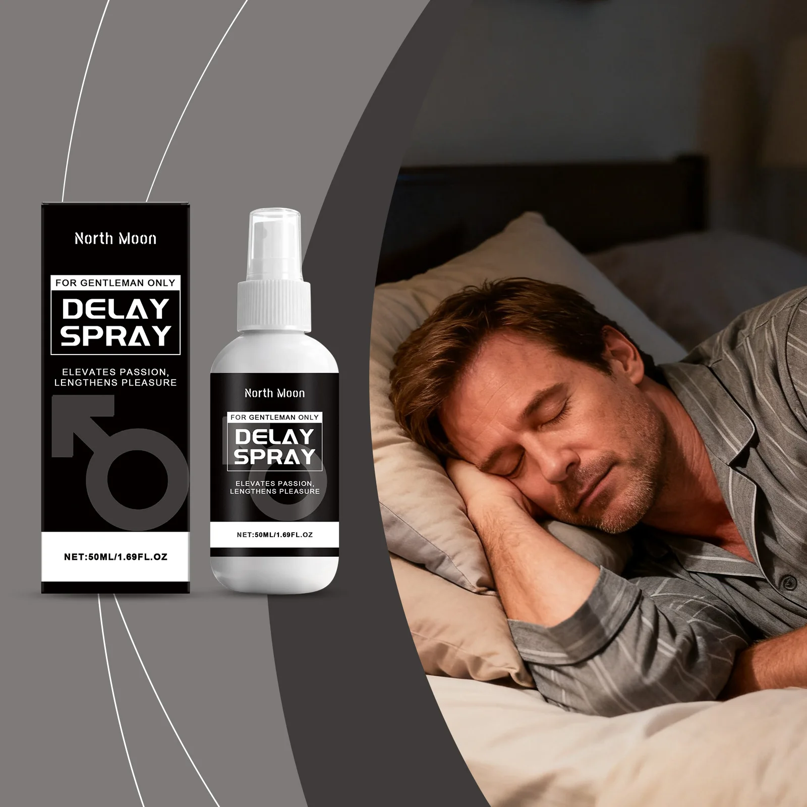 North Moon – Spray de soin du corps pour hommes, soin doux, hydrate durable, absorption rapide, améliore l'intimité, Spray Portable pour zone privée masculine