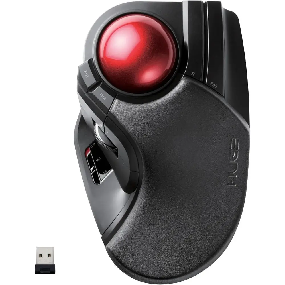 Large 52mm Trackball Mouse with 2.4GHz Wireless USB, Index Finger Control, 8 Customizable Buttons, and Comfortable Palm Rest for