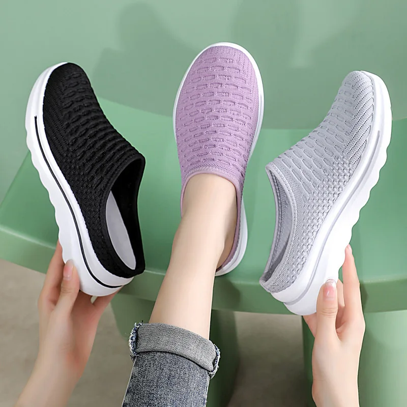 Half Mug Sports Casual Shoes Women Breathable Mesh Shoes Summer New Style Soft Soled Old Beijing Cloth Shoes