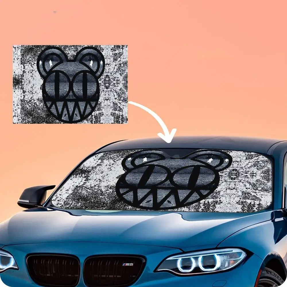 Rock Band Radiohead Windshield Car Sunshade Funny Animal Windshield Sun Shade Window Cars Folding Rays Sun Visor Protector