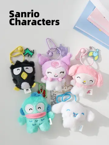 12cm sanrio minha melodia kuromi cinnamoroll kt gato purin cão brinquedo de pelúcia anime animais de pelúcia chaveiros pequeno pingente