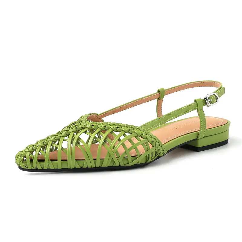 

2025 г. женские босоножки на низком каблуке из натуральной кожи с ремешком сзади, летние вечерние офисные женские лаконичные туфли, женские размеры 34-42