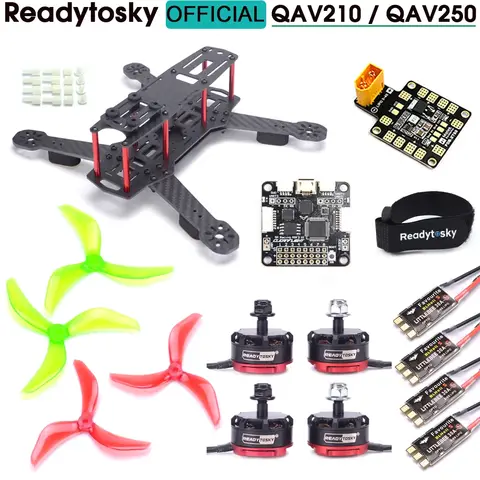 QAV210 / ZMR250 QAV250 250mm 5 POLEGADAS Quadro de Fibra de Carbono 2205 2300KV Motor 30A BLHeli_S Primavera ESC F3 ACRO Kit de Controle de Voo Drone