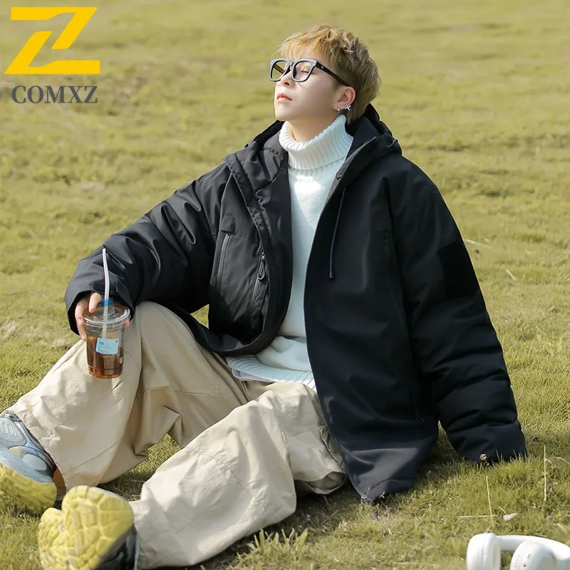 

COMXZ Men Parker Coat Minimalist Warm Lightweight Skiing Street Windproof Travel Casual Winter Essential Loose Comfortable Snowy
