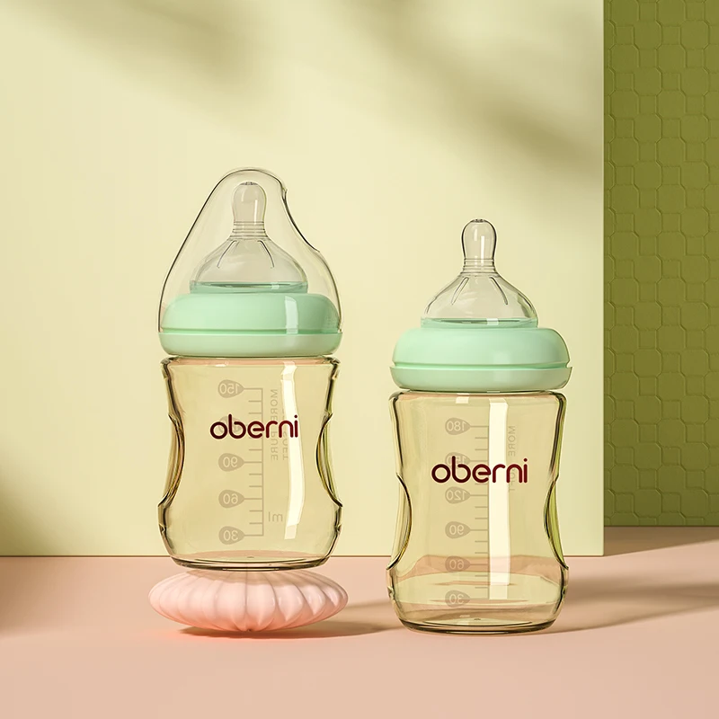 Oberni newborn Anti Choking Anti Colic Baby Milk Bottle BPA free with  mimics breast nipple Feeding Drinking Bottle boy  girl