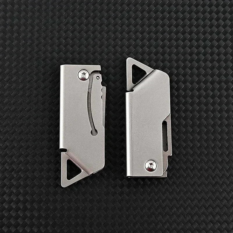 Stainless Steel Square Head Mini Folding Sharp Portable Express Package Opening Sma Keychain Pendant Hanging Sleeve Pearl