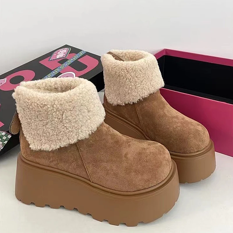 Fashion Angola Red Snow boots For Womens 2024 Famale Shoes Winter Warm Lamb Fleece Flat Zip platform Ladies Christmas Boots