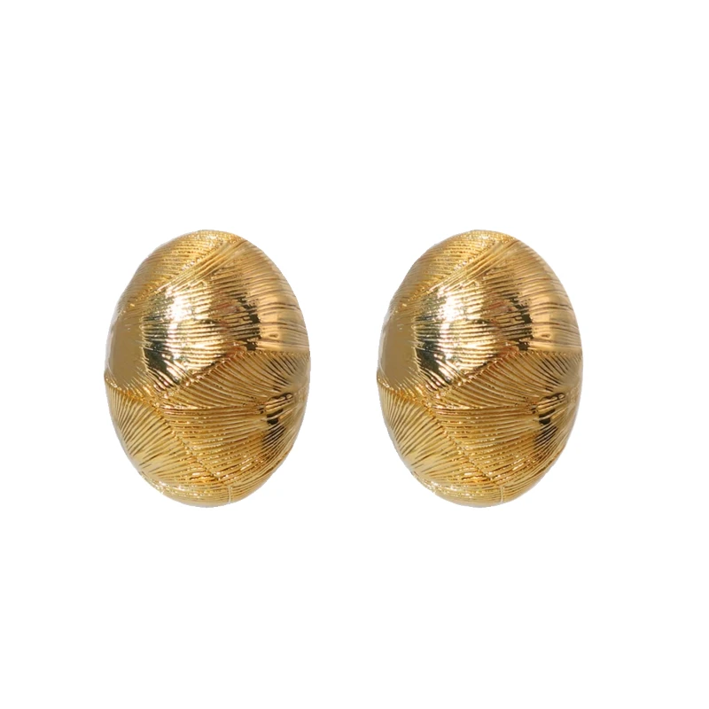 

Brushed metal oval earrings popular high-end large stud earrings light luxury simple European and American exaggerated earrings