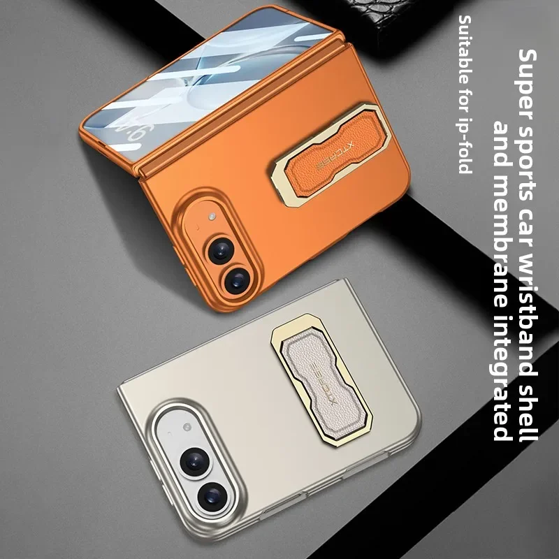 Finger Wraist Strap Holder Casing For iPhone Duo Case Fold Metal Camera part Protection With Film Full Cover Mobile Phone Cover view 6