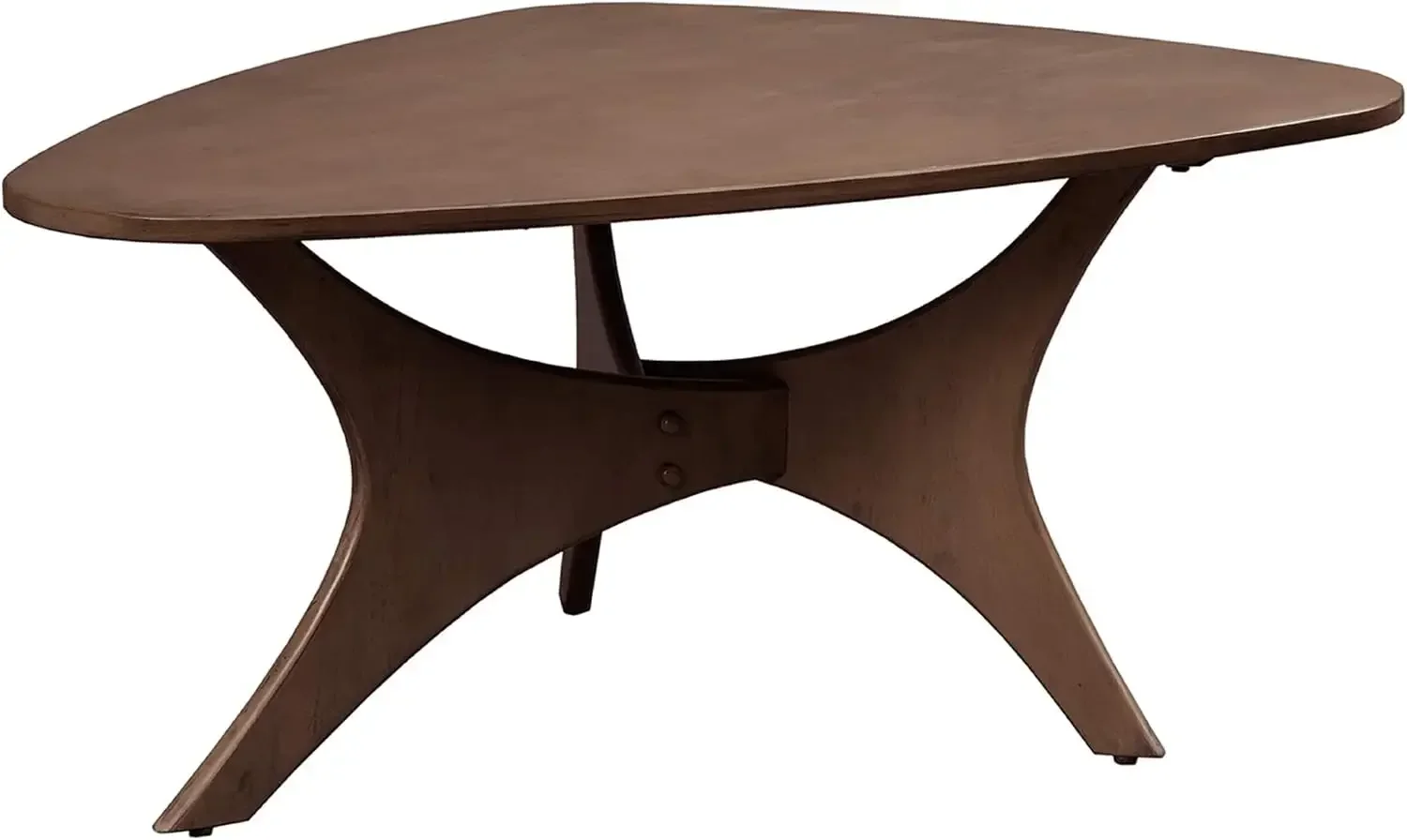 Blaze Triangle Wood Coffee Table Plywood with Wood Veneer Legs, Mid-Century Modern, Easy Assembly