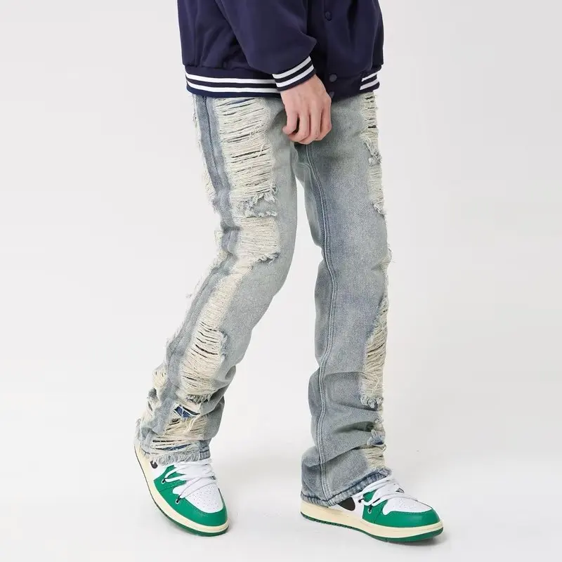 2023 Ropa Grunge Y2K Streetwear Hole Ripped Baggy Jeans Pants Men Clothing Straight Hip Hop Gothic Denim Trousers Pantalon Homme