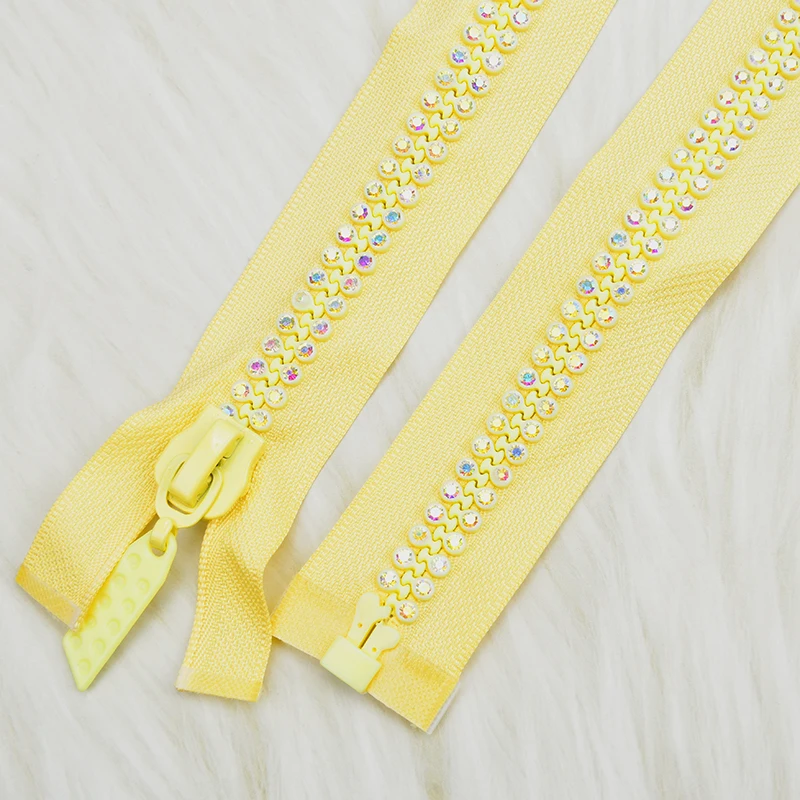 1 Pcs 60cm Rhinestone Zipper High Quality Shiny Open-End Zippers For Sewing Diy Jacket Coat Clothing Accessories