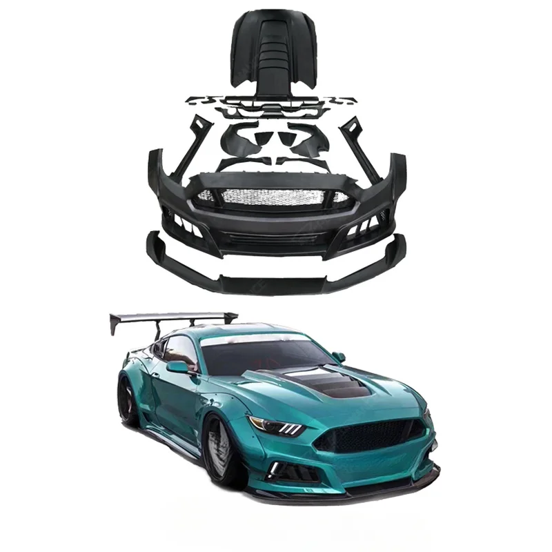 High Quality Robot2 Wide Style Full Body Kit Exterior Upgrade Accessories Fit For Mustang Includes Front Bumper Front Lip Side S