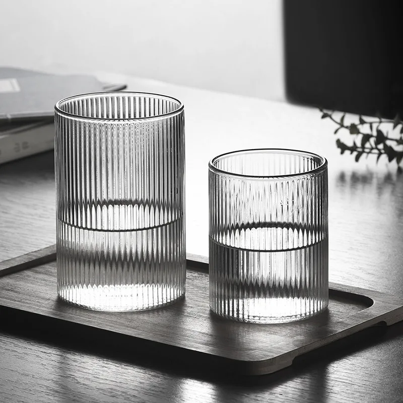 

Heat-Resistant Striped Glass, Transparent Water Cup, Home, Celebrity Ins Drinking, Juice Cup, Wine Glasses, 1-6 Pcs