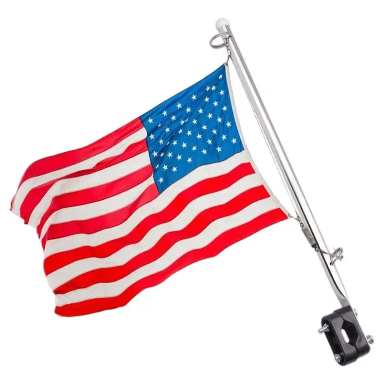 Rail Mounted Flag Pole Stainless Steel Rail Mount Boat Pulpit Staff 7/8 1 1/4 Boat Yacht Marine Flag Pole Without US Flag