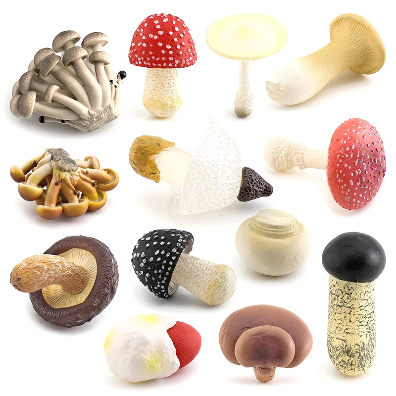 Simulation Mushroom Set Shiitake Mushroom True Ji Mushroom Slime Mushroom Matsutake Poison Rope Umbrella Twin Mushroom Model Toy