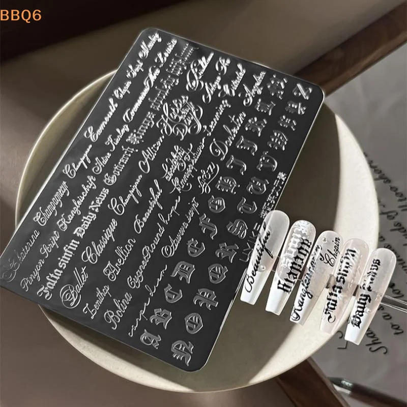 *1Pcs Handwriting Nail Art Templates Stainless Steel Nail Stamp Plate DIY Image Printing Stencil Tools