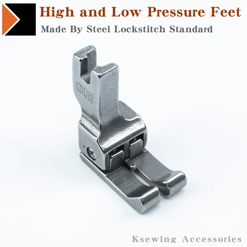 CD1/32'' 1/16'' 1/8'' 3/16'' 1/4'' All Steel High and Low Pressure Feet for Left and Right General Purpose Sewing Machine