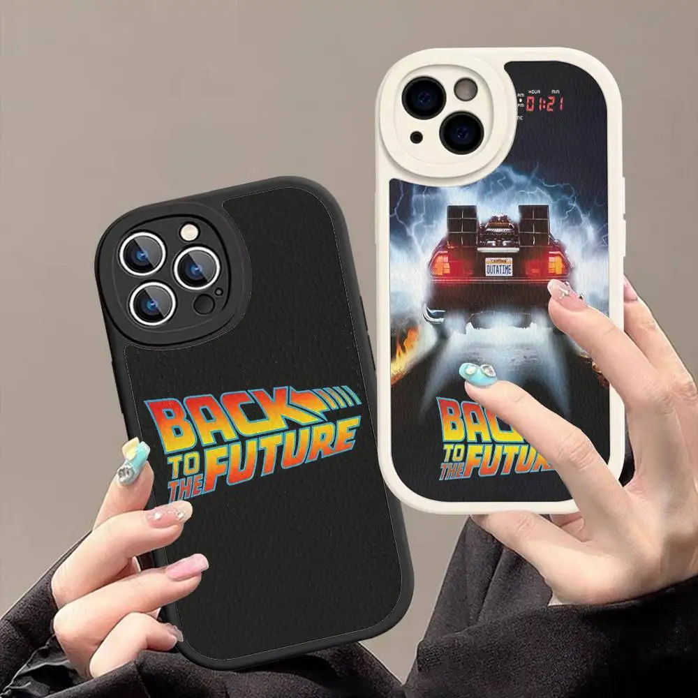 Back To The Future Leather Phone Case For iPhone 16 15 14 13 12 11 Pro Max Plus Shockproof Cover