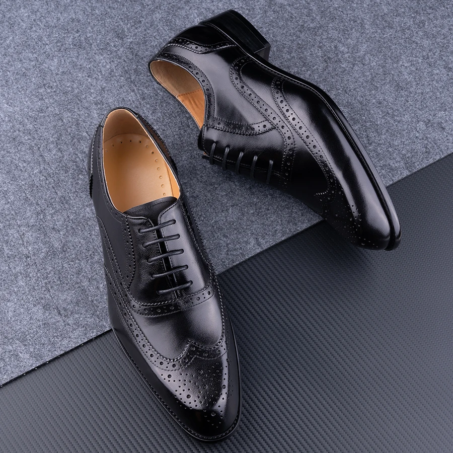 Fashion New Trend Oxford Mens Handmade Carving Craft Purple Wedding Party Shoes Original Designer Customized Service Adult