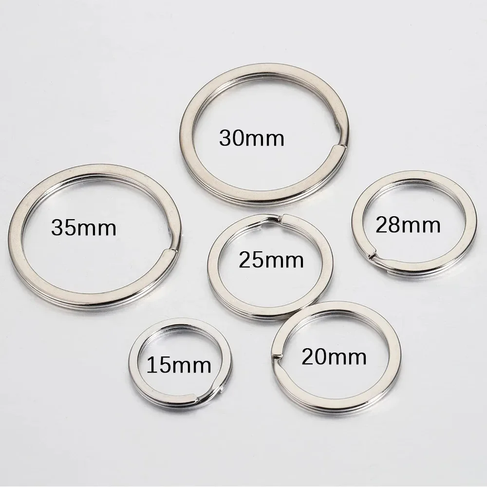 Liga de zinco Chaveiros, Round Flat Line Split Rings, Chaveiro para fazer jóias DIY, Chaveiro Achados, 15mm, 20mm, 25mm, 30mm, 35mm, 20Pcs