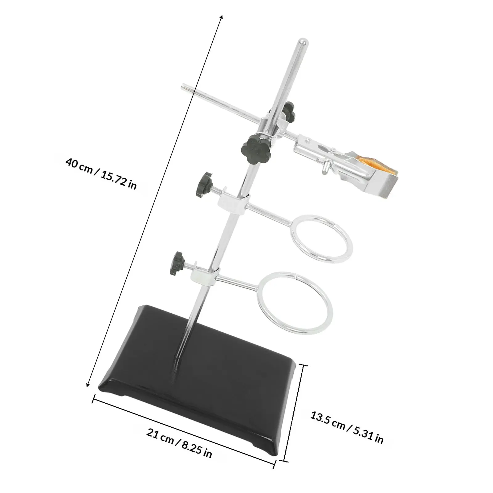 Laboratory Ring Stand Heavy Duty Adjustable Stand with Stable Thickened Base for Flask Beaker Glassware Clamp Support