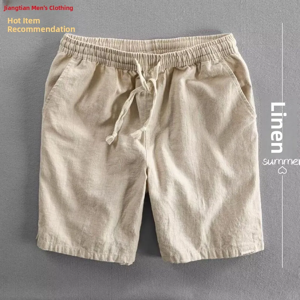 

Pure Linen Men's orts Summer New Sle Thin Casual Beach Five-Point Pants Breathable Comfortable Loose Fit Ciwalk Faion