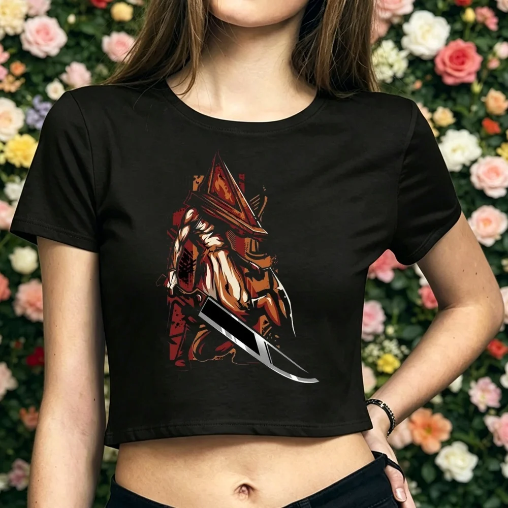 Silent Hill cropped top girl baddie meme funny manga t-shirt clearance sales korean fashion goth