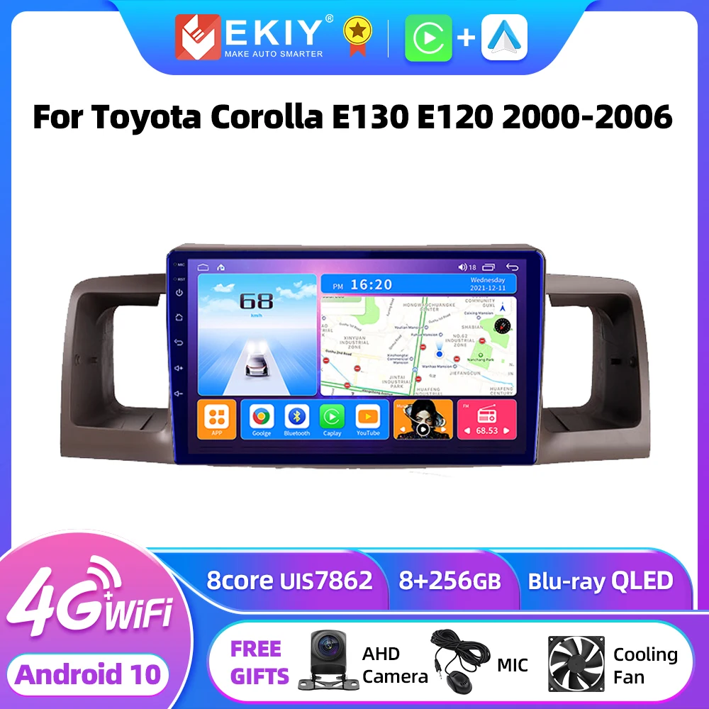 

EKIY T7 Android 10 для Toyota Corolla E130 E120 2000 - 2006 Автомагнитола мультимедийный видеоплеер Навигация стерео GPS No 2din DVD