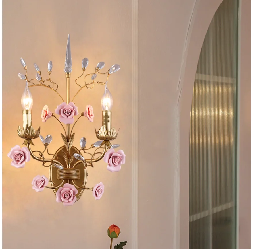 Керамические настенные светильники с цветочным принтом и розами W32cm H55cm Настенный светильник с двойной головкой для гостиной Домашнее внутреннее освещение Настенные бра Лампа для спальни Керамические настенные светильники с цветочным принтом и розами W32cm H55cm Настенный светильник с двойной головкой для гостиной Домашнее внутреннее освещение Настенные бра Лампа для спальни