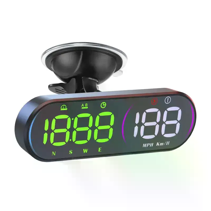 Car HUD Head Up Display Speedometer GPS Speed Meter with Compass Overspeed Warning Multi-Color Display for All Vehicles