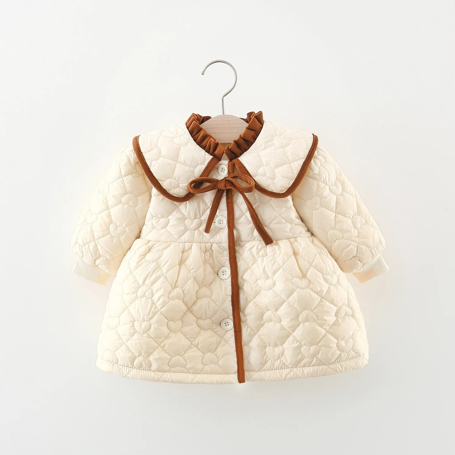 Autumn Winter Jackets Newborn Girls Clothes Korean Cute Princess Doll Collar Toddler Snowsuit Kids Coat Baby Clothing BC1359-1