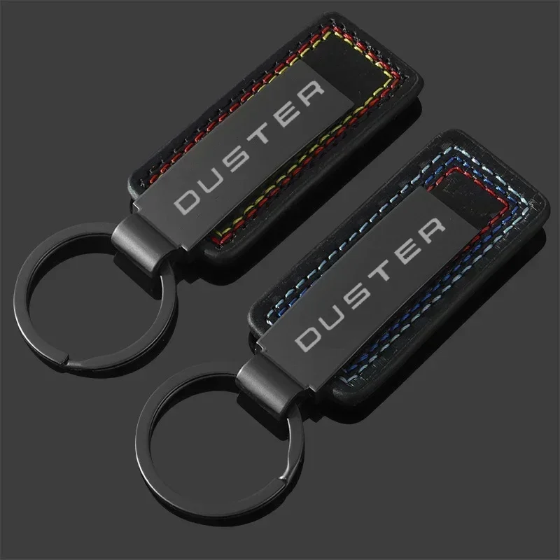 Carbon Fiber Leather Car Alloy Keychain Key Chain Rings Gifts Styling for Duster Logo 2024 2023 Keyrings Auto Accessories