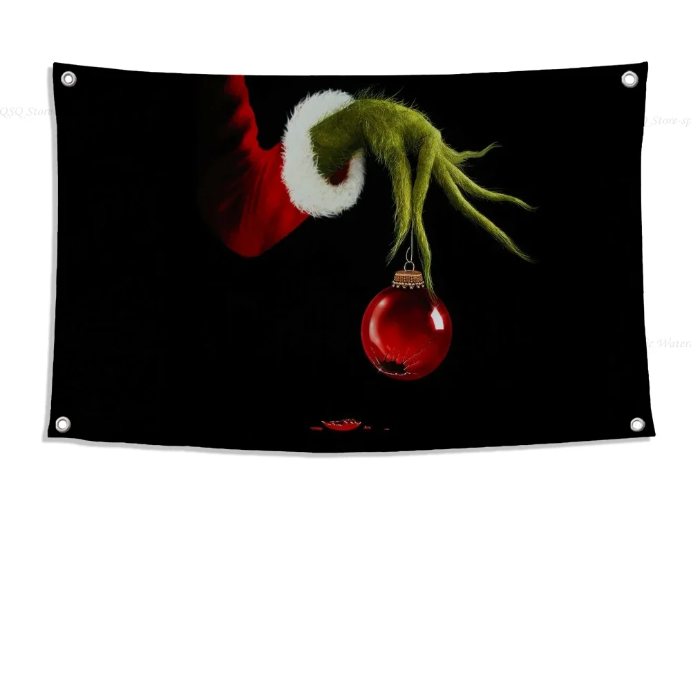 1pc-Film The G-Grinch C-Christmas Flag Flags And Banners Four Hole Flag Polyester Outdoor Decor Room Aesthetic