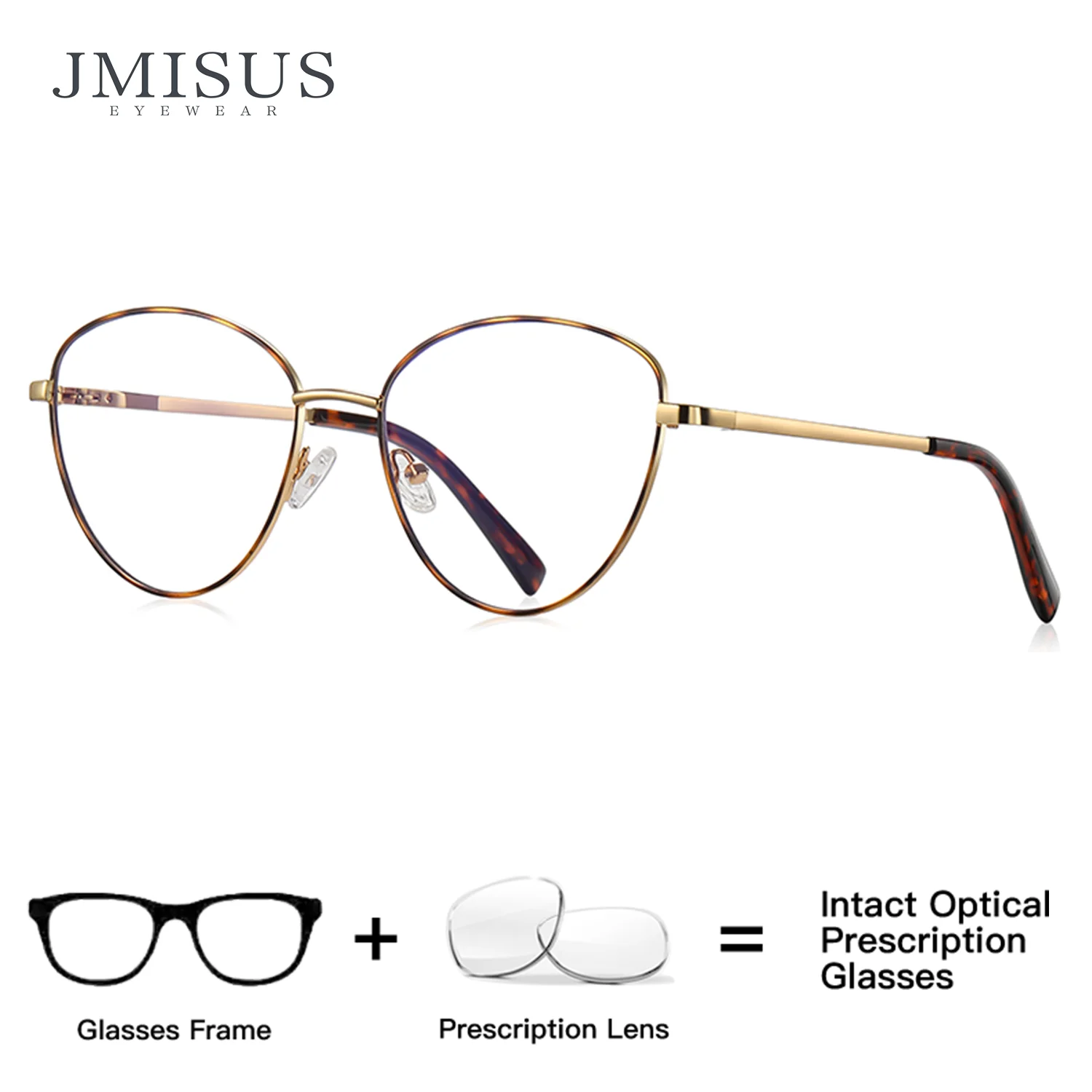 jmisus-女性ラウンド近視処方メガネファッションスクエアメタルフレームフォトクロミックブルーライトブロック光学眼鏡
