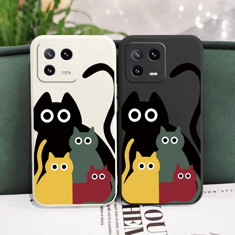

Cute Painted Cat Phone Case For Xiaomi 17 15 15T 14 14T 13 13T 12 12X 12T 12S Mi 11 11T 10 10T Pro Max Lite Silicone Cover