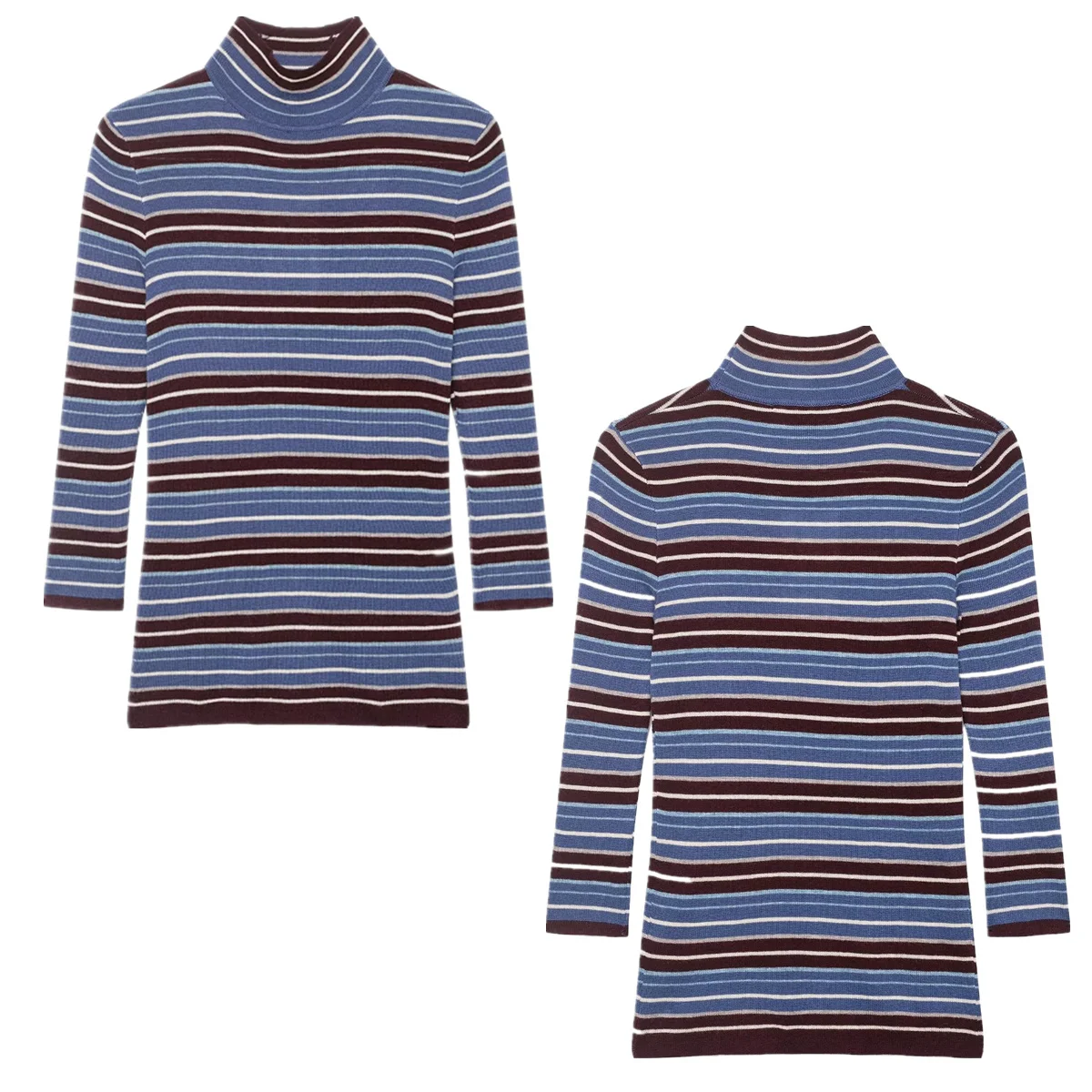 

Jenny&Dave 2026 Spring Summer Knitted T-shirt Woman Clothes Female Clothing Minimalist Retro Striped Tops Long Sleeve T-shirt
