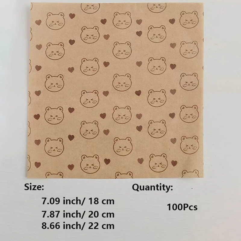 100 Pcs Disposable printing oil absorbent paper, Food pad paper,Baking Greaseproof paper,Kitchen baking supplies