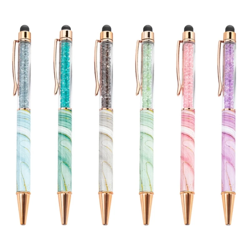 

ADWE 6x/Set 2 in 1 Ballpoint Pen Touch Screens Stylus Pen Crystal Signature Pen Journaling Pen 1.0mm Writing Pen for Students